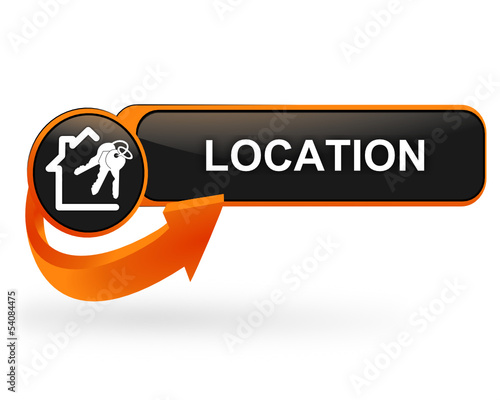 location immobilier sur bouton web design orange