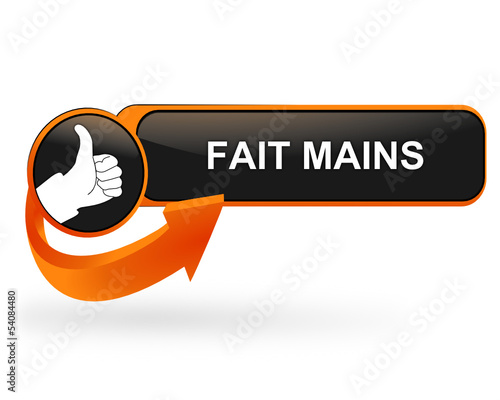 fait mains sur bouton web design orange