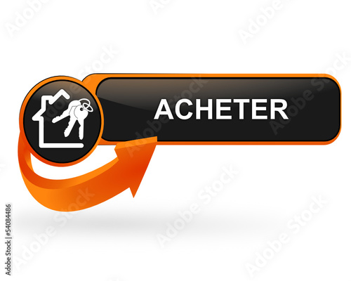 achat immobilier sur bouton web design orange