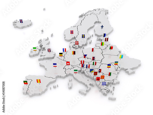 three-dimensional map of Europe.