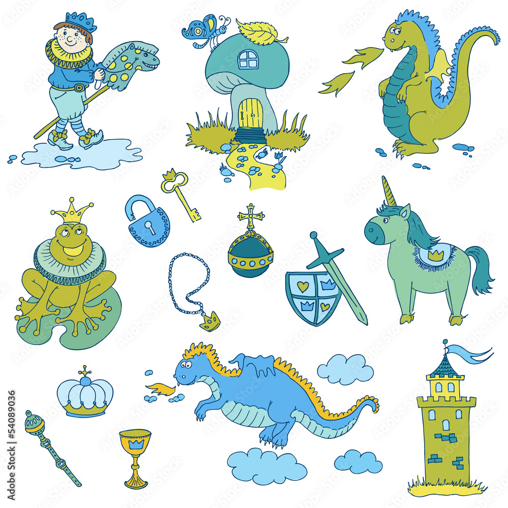 Obraz premium Prince Boy Set - for design and scrapbook - in vector