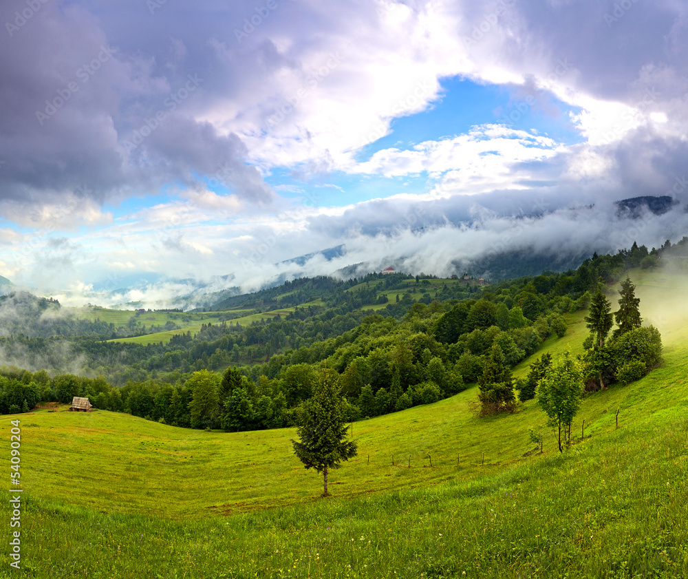 Fototapeta premium Morning landscape in the mountains. Carpathian