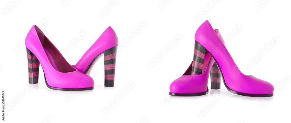 Set of woman shoes isolated on the white