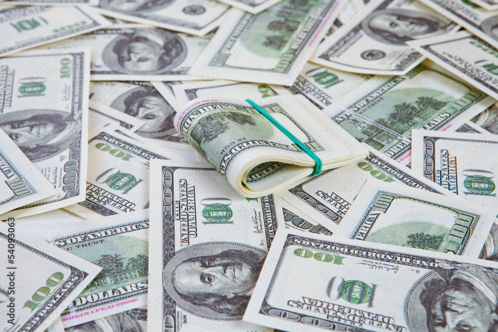 Fototapeta premium One hundred dollars pile