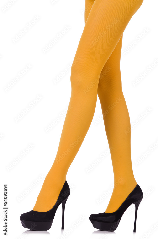 Woman legs in long stockings