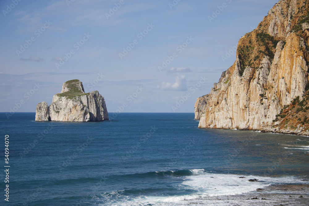 West coast with Pan di zucchero, Masua, Sardinia, Italy