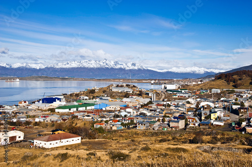 Ushuaia. Colourful houses in the Patagonian city, Argentina photo