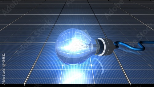 ampoule allumée - panneaux solaires