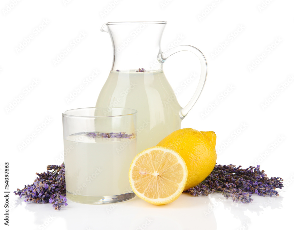 Lavender lemonade, isolated on white Lavender lemonade, isolated on white