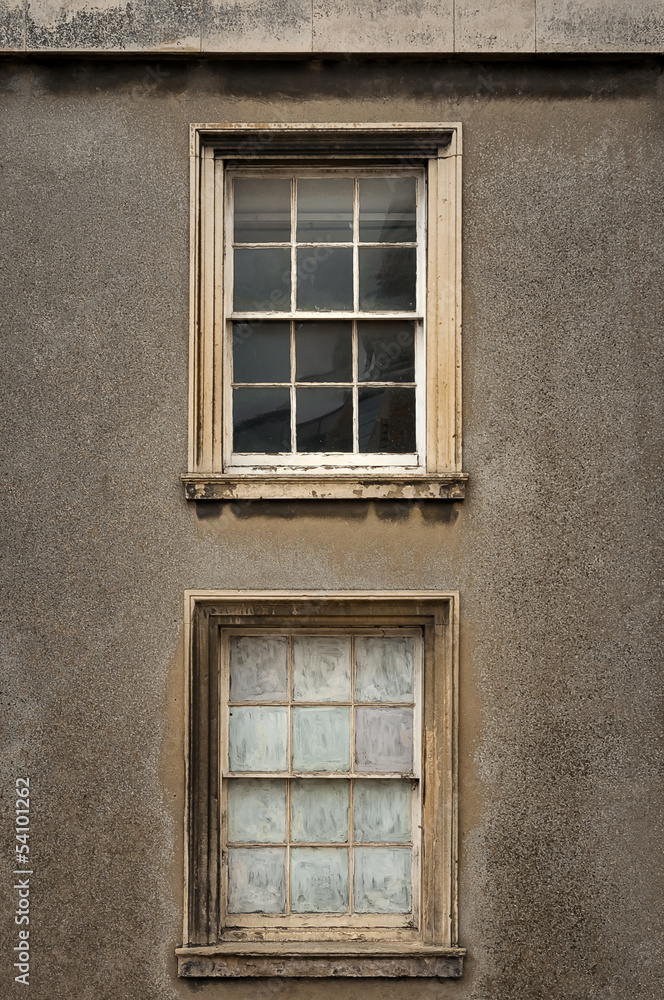 Two old wooden sash windows
