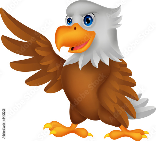 Eagle cartoon waving