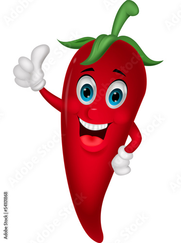 Chili cartoon with thumb up
