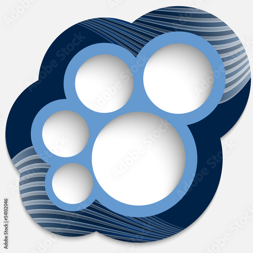 five blue circular frames