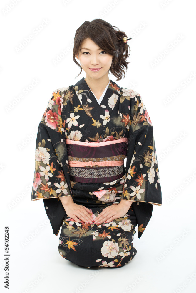 Beautiful japanese kimono woman isolated on white background Beautiful japanese kimono woman isolated on white background