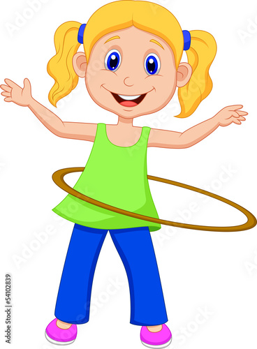 Cute girl twirling hula hoop