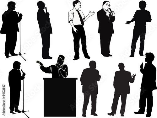 speaker silhouettes collection isolated on white