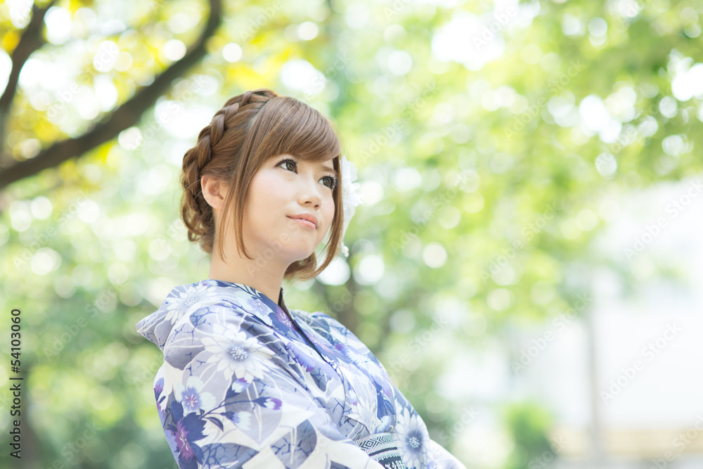 Beautiful young woman wearing japanese traditional kimono Beautiful young woman wearing japanese traditional kimono