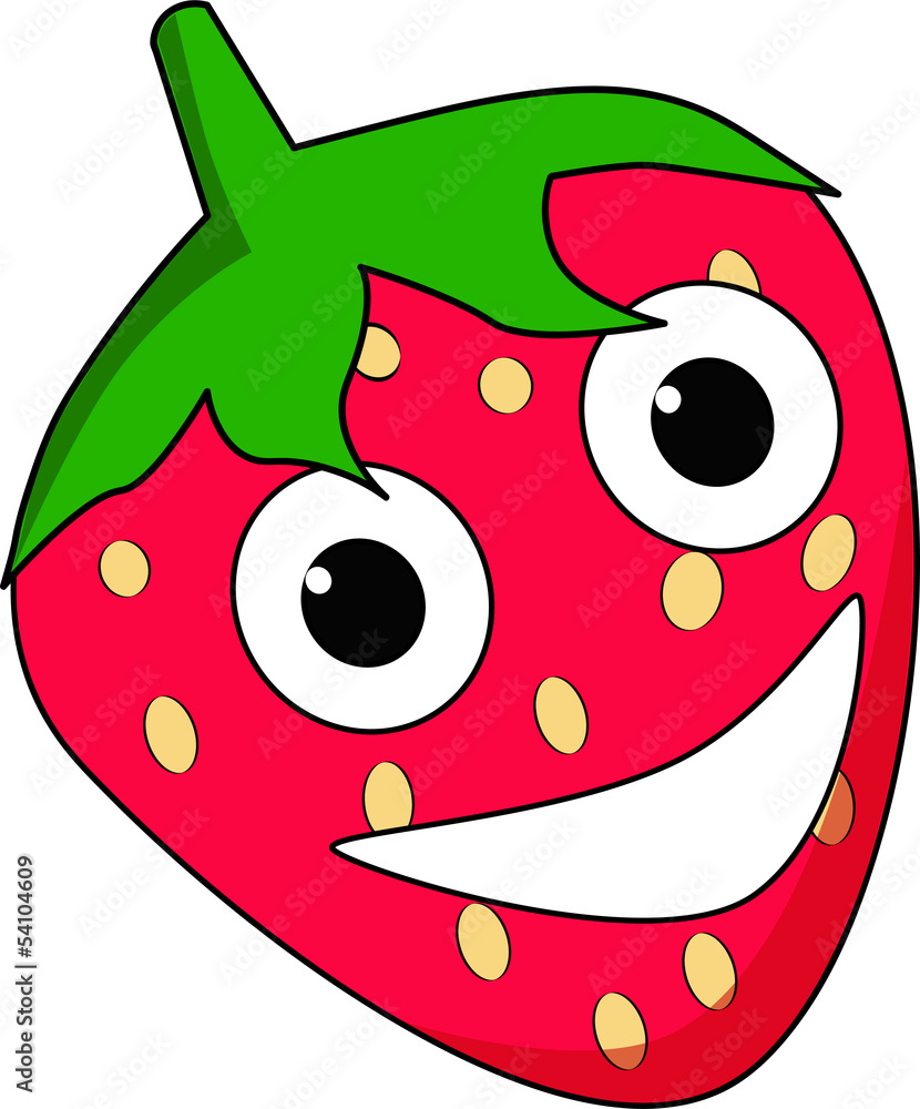 Obraz premium Happy cartoon strawberry character