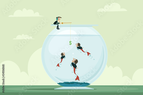 Businessman fishing Manpower
