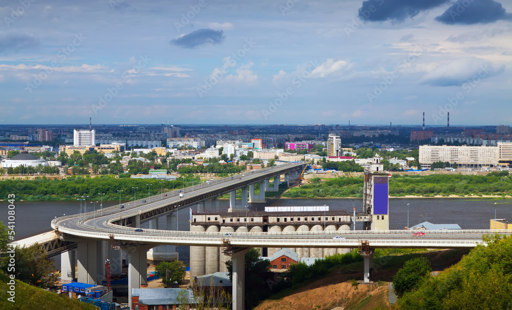   Metro Bridge through Oka River. Russia