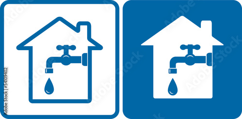 set with house and tap