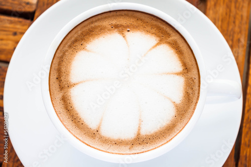 Top view of hot cafe mocha cup