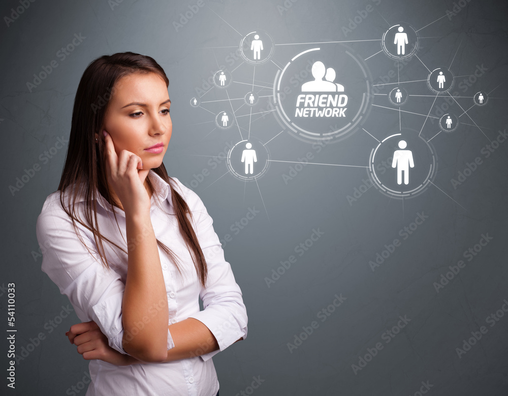 Attractive girl looking at modern social network Attractive girl looking at modern social network