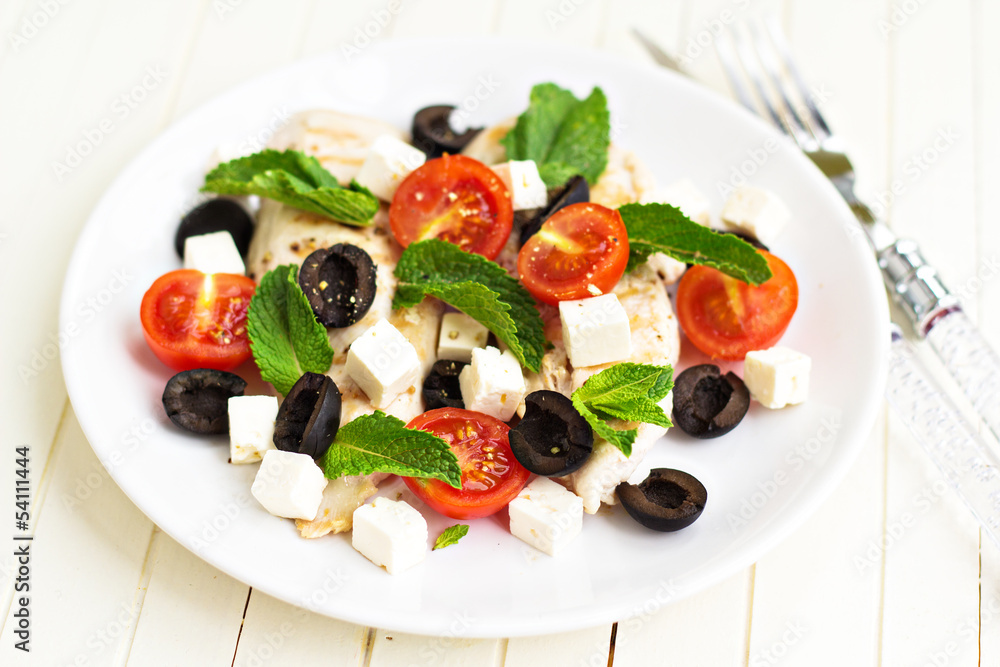 Greek chicken cutlets with feta cheese, olives Greek chicken cutlets with feta cheese, olives