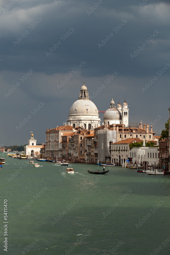 Venice - the view on Canal Grande and Salute before the storm