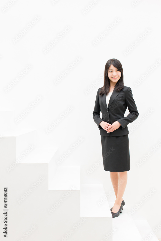 asian businesswoman on stair asian businesswoman on stair