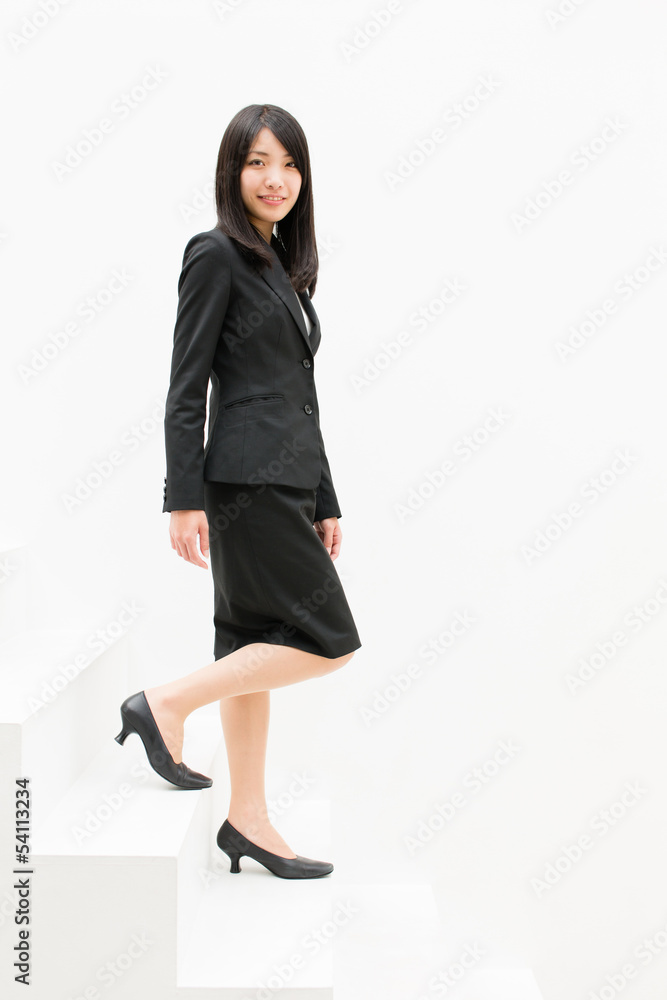 asian businesswoman on stair asian businesswoman on stair