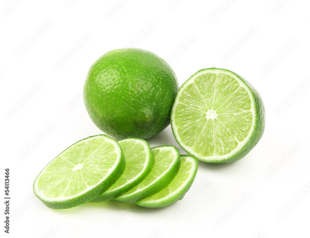 Fresh lime and slices. Fresh lime and slices.