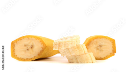banana slice set isolated over white background