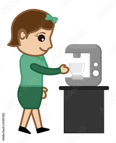 Coffee Machine - Office Character - Vector Illustration