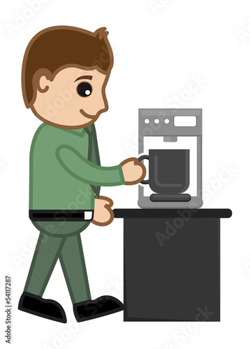 Coffee - Office Character - Vector Illustration