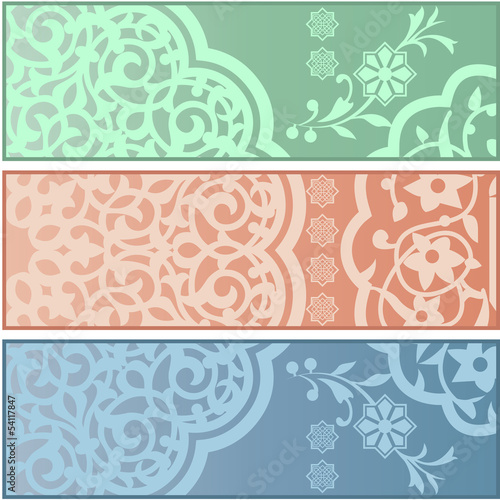Banners with Islamic ornaments