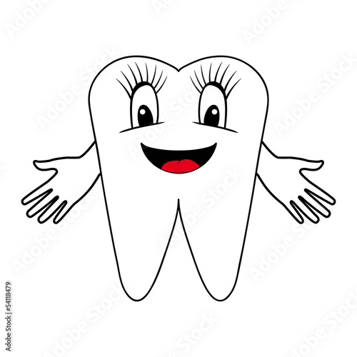 smiling tooth with divorced hands. vector