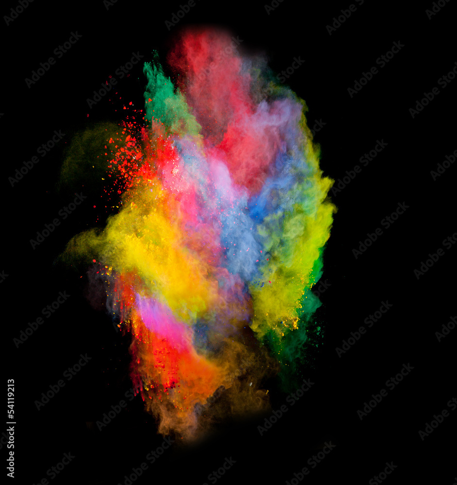 Colored powder isolated on black background Colored powder isolated on black background
