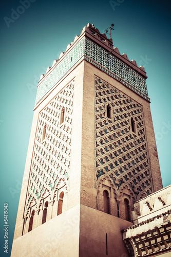 Koutoubia Mosque minaret located at Marrakech, Morocco photo