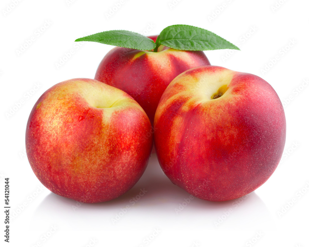 Three ripe peach (nectarine) fruits isolated Three ripe peach (nectarine) fruits isolated