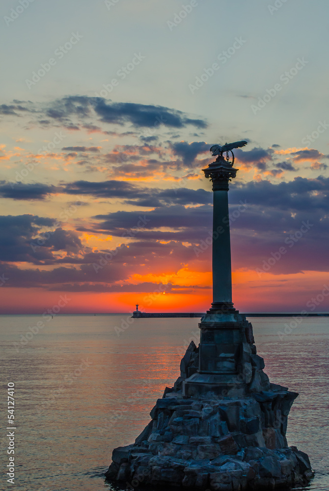 Monument to the sunk ships in Sevastopol at sunset. Monument to the sunk ships in Sevastopol at sunset.