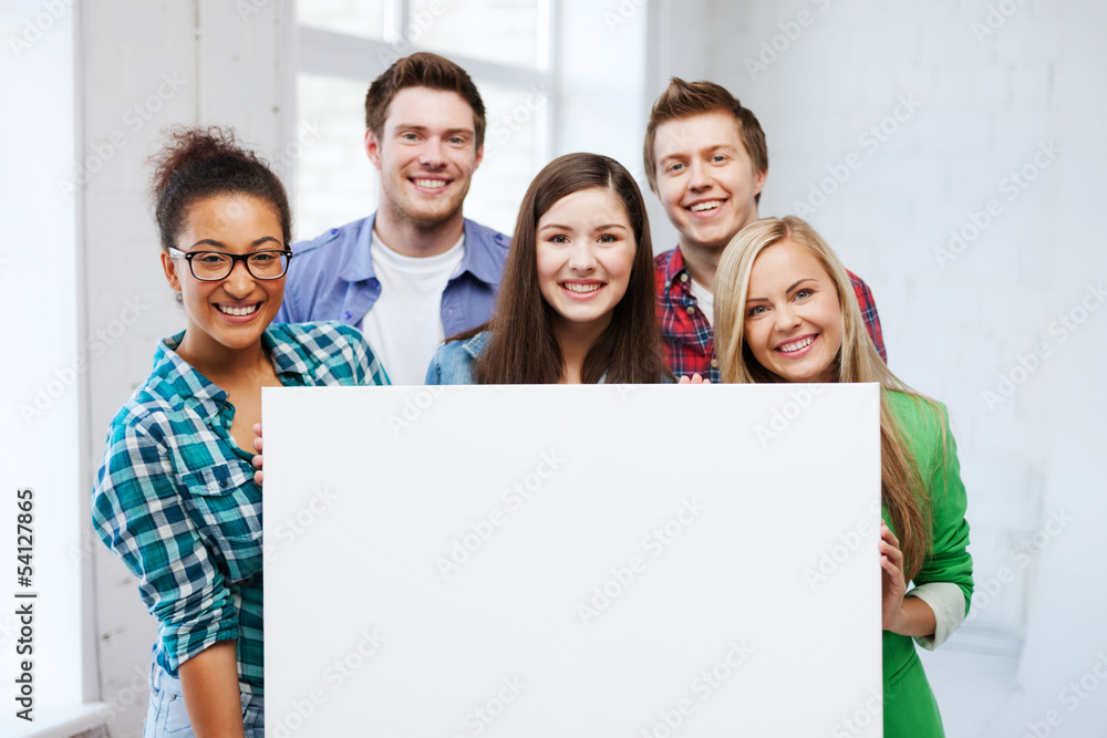 group of students at school with blank board group of students at school with blank board