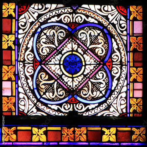 Colourful seamless stained glass in Chusclan, France