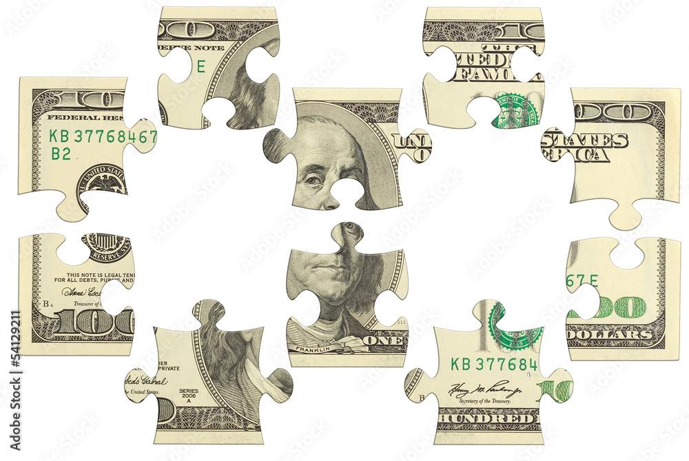 Dollar bank note money puzzle