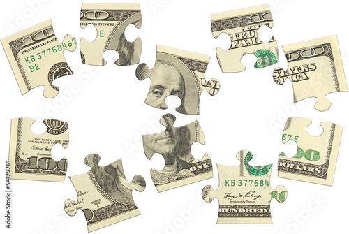 Dollar bank note money puzzle