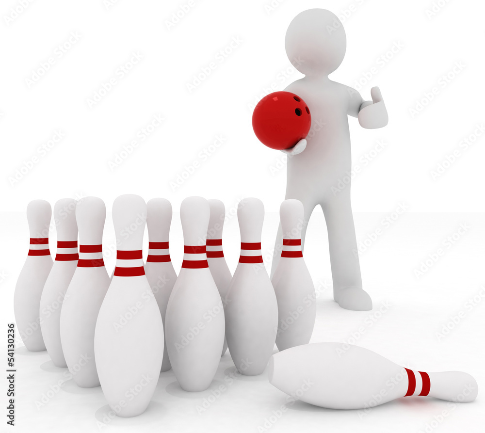 man with the elements of bowling on a white background. man with the elements of bowling on a white background.
