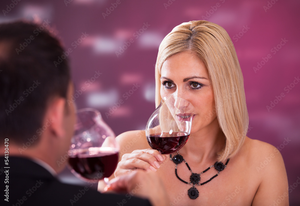 Portrait Of Happy Couple In Restaurant Portrait Of Happy Couple In Restaurant