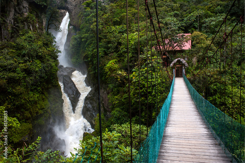 Mountain river and waterfall in the Andes