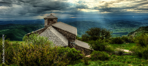 Sant Jerome church on mount Nanos in slovenia, europe after stor photo