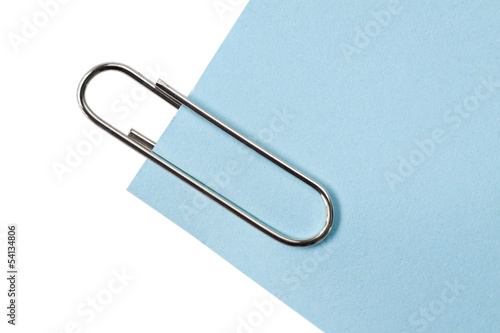 Metal Paper Clip with blue paper